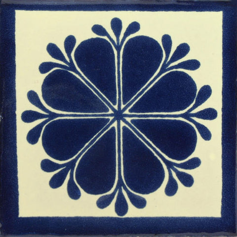 Sale Traditional Mexican Tile - Amapola Azul Con Pistilos