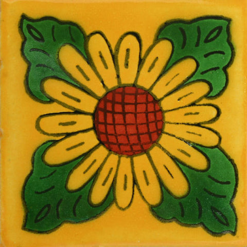 Traditional Decorative Mexican Sunflower Tile 