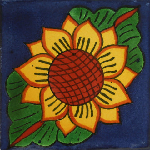 Traditional Decorative Mexican Sunflower Tile 