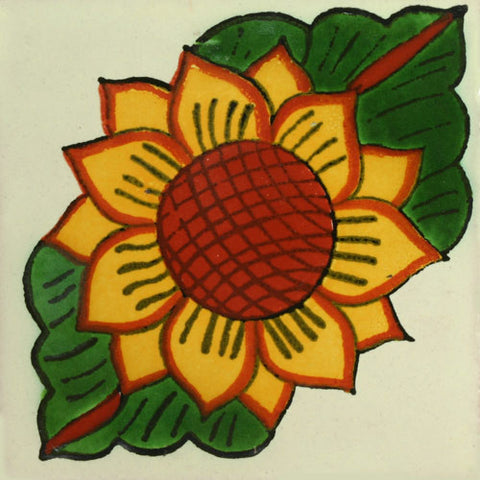 Traditional Decorative Mexican Sunflower Tile 