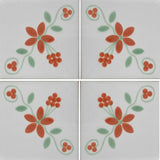 4 tile array red flower decorative Mexican tile