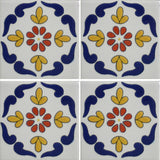 4 tile array Campeche Mexican decorative tile