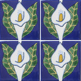 4 tile array Calla lily Mexican tile