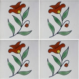 4 tile array Amapola floral tile