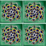 4 tile array decorative Mexican tile Cola de Pavo