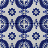 blue and white pattern tile array