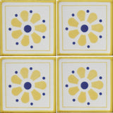 Mexican decorative tile 4 tile array daisy