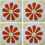 4 tile array decorative Mexican tile daisy